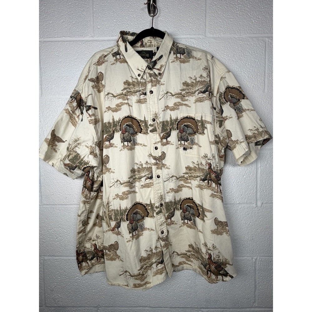 RedHead Turkey Print Shirt Mens XXL Button Up Hunting Outdoor Novelty